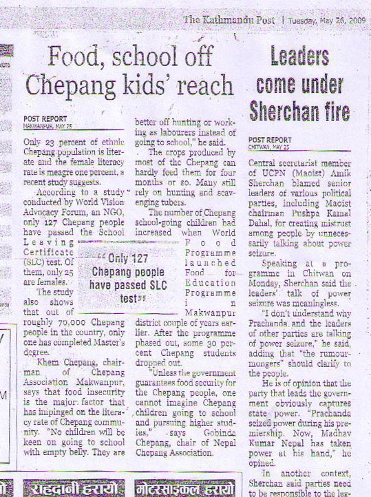Food, School Off Chepang Kids Reach
